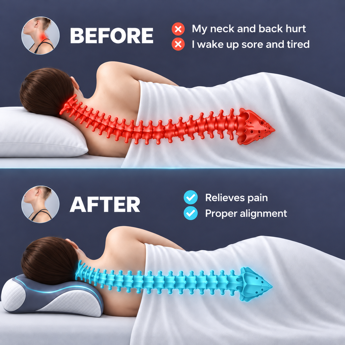Ergonomic Memory Foam Cervical Pillow