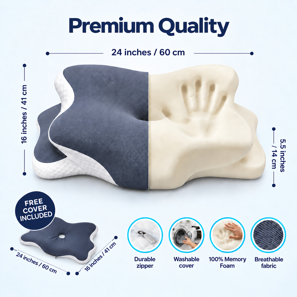 Ergonomic Memory Foam Cervical Pillow